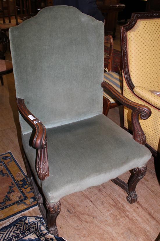 Upholstered high back elbow chair